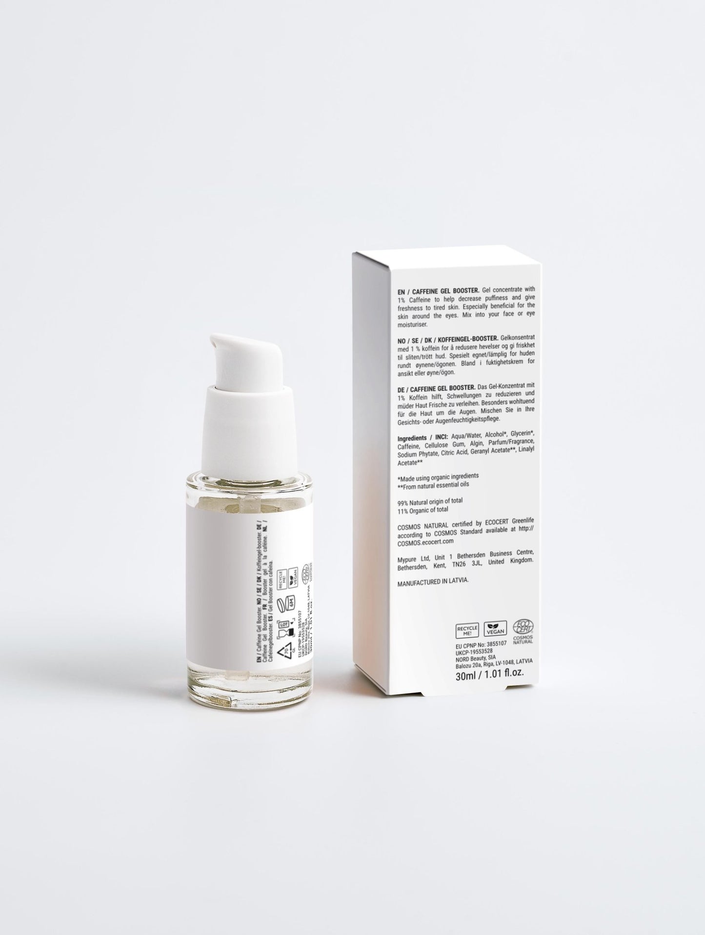 Caffeine Gel Booster bottle close-up – hydrating caffeine gel