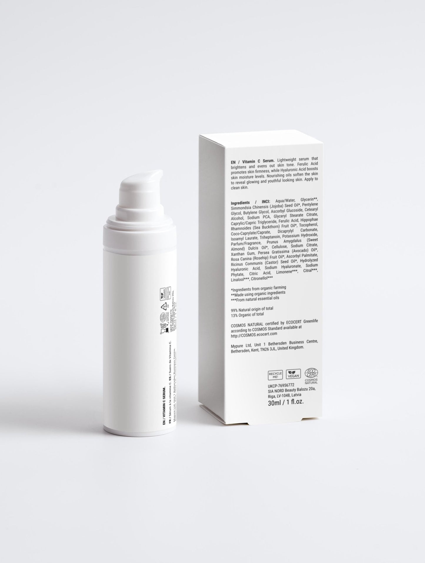 Vitamin C Serum 2% + Ferulic on white background